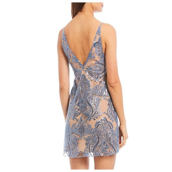 Free People Night Shimmer Sequin Lace Mini Dress Sz 6 - Picture 2 of 12